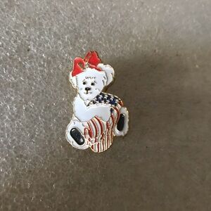 Patriotic Bear Pin with Red Bow